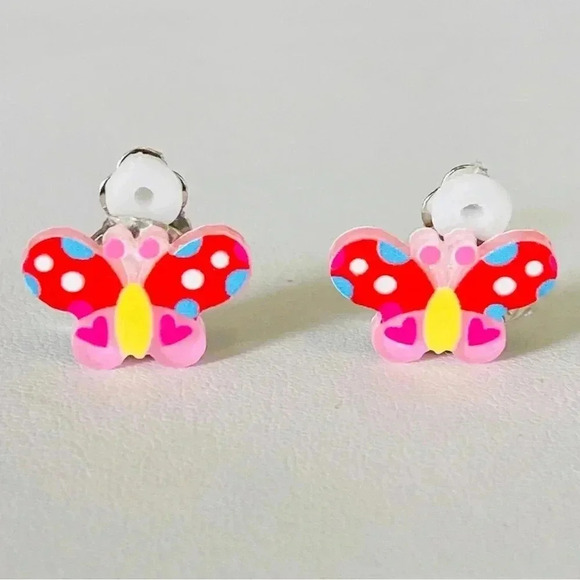 5 Pairs Kids Clip On Fawn Deer Rainbow Unicorn Seashell Butterfly - Picture 6 of 7